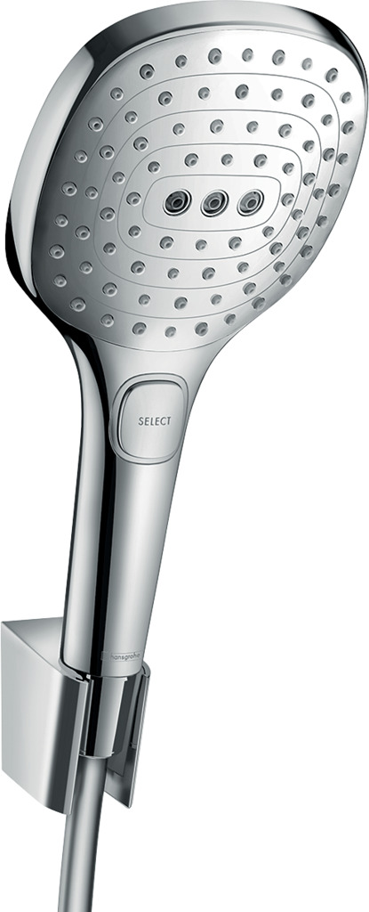 hansgrohe Raindance Select E Brausehalterset 120 3jet mit Brauseschlauch 160 cm Handbrause eckig, Brausehalter und Brauseschlauch 160cm, chrom-26720000
