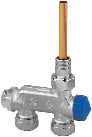 IMI E-Z-Ventil-Einrohrsystem Durchgang, DN 15, Bauschutzkappe blau, Rotguss vernickelt-3876-02.000