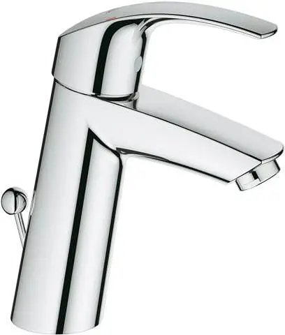 GROHE Waschtisch-Einhebelmischer Eurosmart chrom, M-Size, mit Ablaufgarnitur, mit Temperaturbegrenze