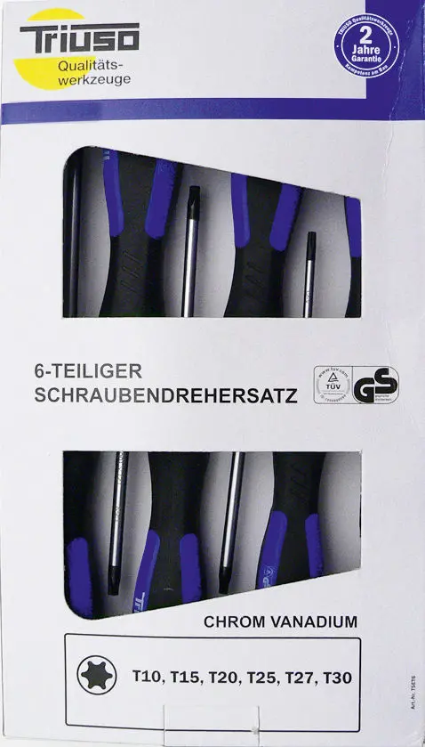 Triuso Schraubendreher-Satz 6-teilig, für Torx T10, T15, T20, T25, T27, T30