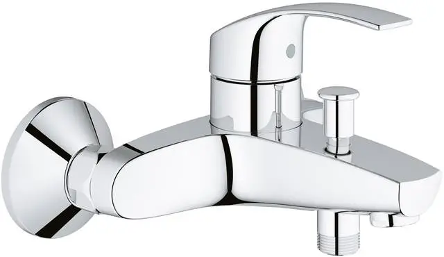 GROHE Wannen-Einhebelmischer Eurosmart chrom, Wandmontage, mit Temperaturbegrenzer