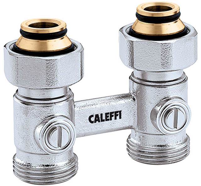 Caleffi Zweirohr-Hahnblock Durchgang, Heizkörperanschluss 3/4" IG -301053