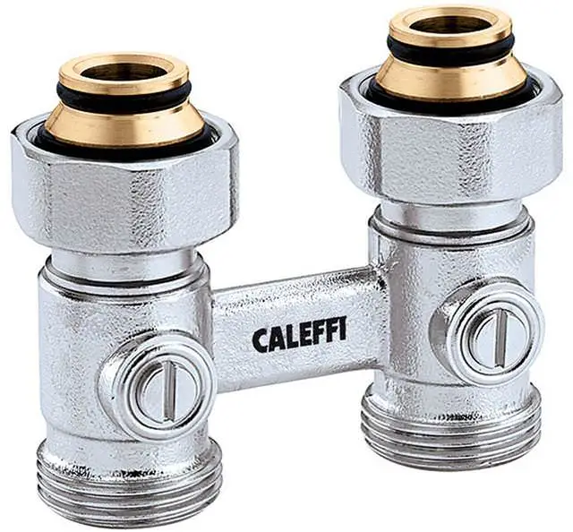 Caleffi Zweirohr-Hahnblock Durchgang, Heizkörperanschluss 3/4" IG -301053