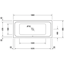 Duravit Rechteck-Badewanne D-Code weiß, 180 x 80 cm, Zentraler Ablauf-700000000000000