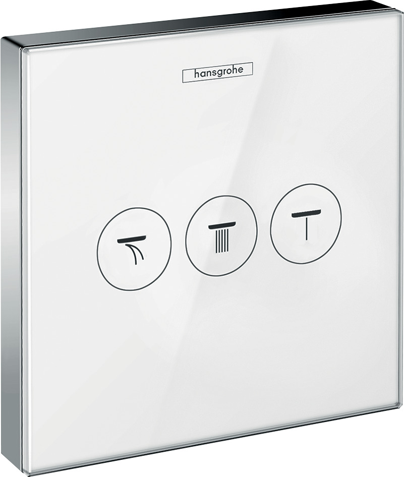 hansgrohe Fertigmontageset ShowerSelect UP-Thermostat, für 3 Verbraucher, Glas, weiß/chrom