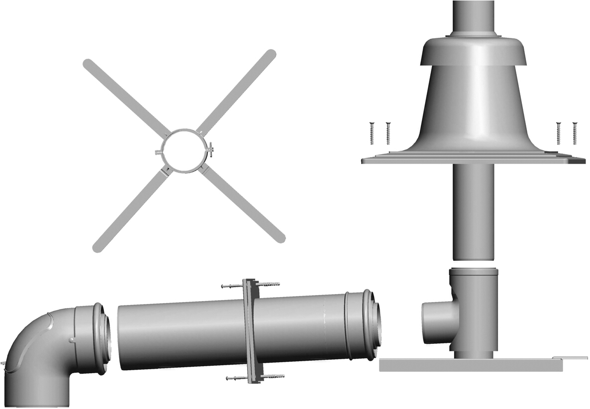 Wolf Anschluss-Set DN80/125 - C93x DN80 im Schacht, raumluftunabhängig, weiß, Kunststoff-2651497