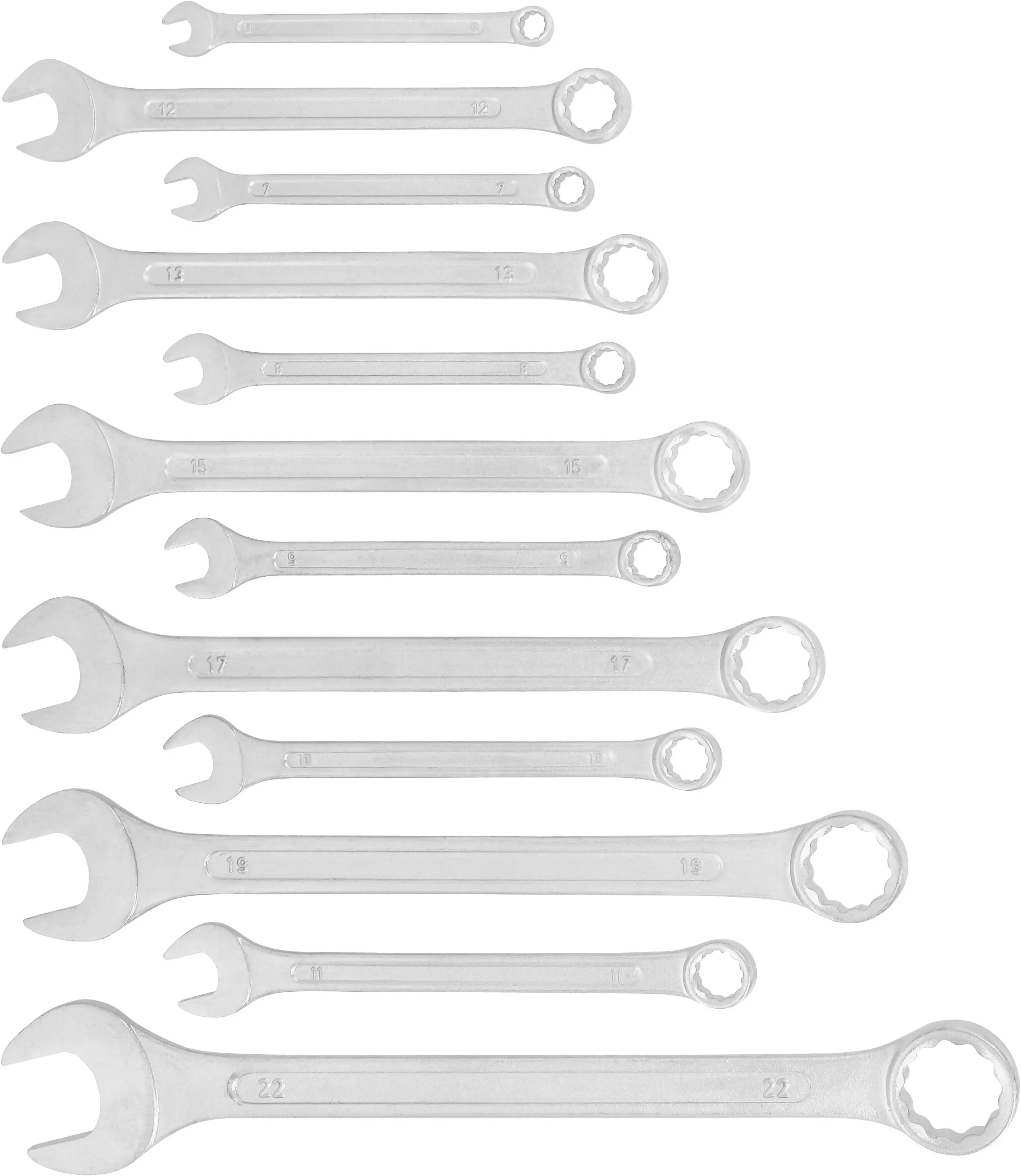 Triuso Gabel-Ringschlüsselsatz 12-teilig DIN 3113, Chrom-Vanadium-Stahl, 6 - 13 mm, 15 mm, 17 mm, 19 mm, 22 mm-562076