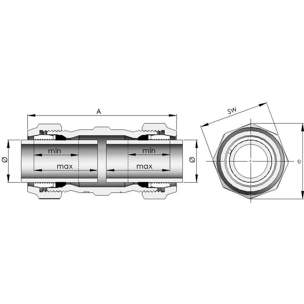 Gebo Verschraubung O Serie 150 1 1/4" x 42,4 mm, für Stahlrohr -01.150.02.04 Gebo Verschraubung O Serie 150 1 1/4" x 42,4 mm, für Stahlrohr -01.150.02.04