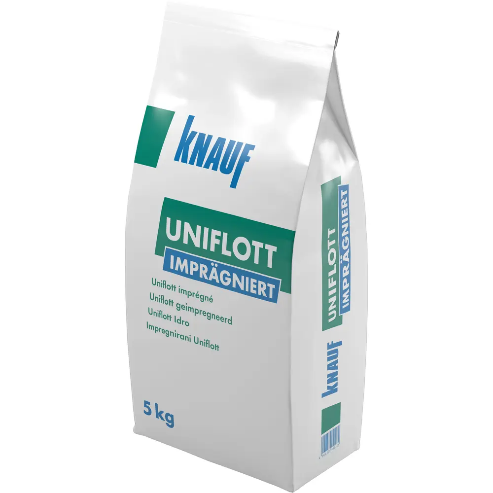Knauf Spezialgips-Spachtelmasse Uniflott imprägniert, zum verspachteln imprägnierter Gipsplatten mit HRK und HRAK, ohne Fugendeckstreifen, 5 kg-5697