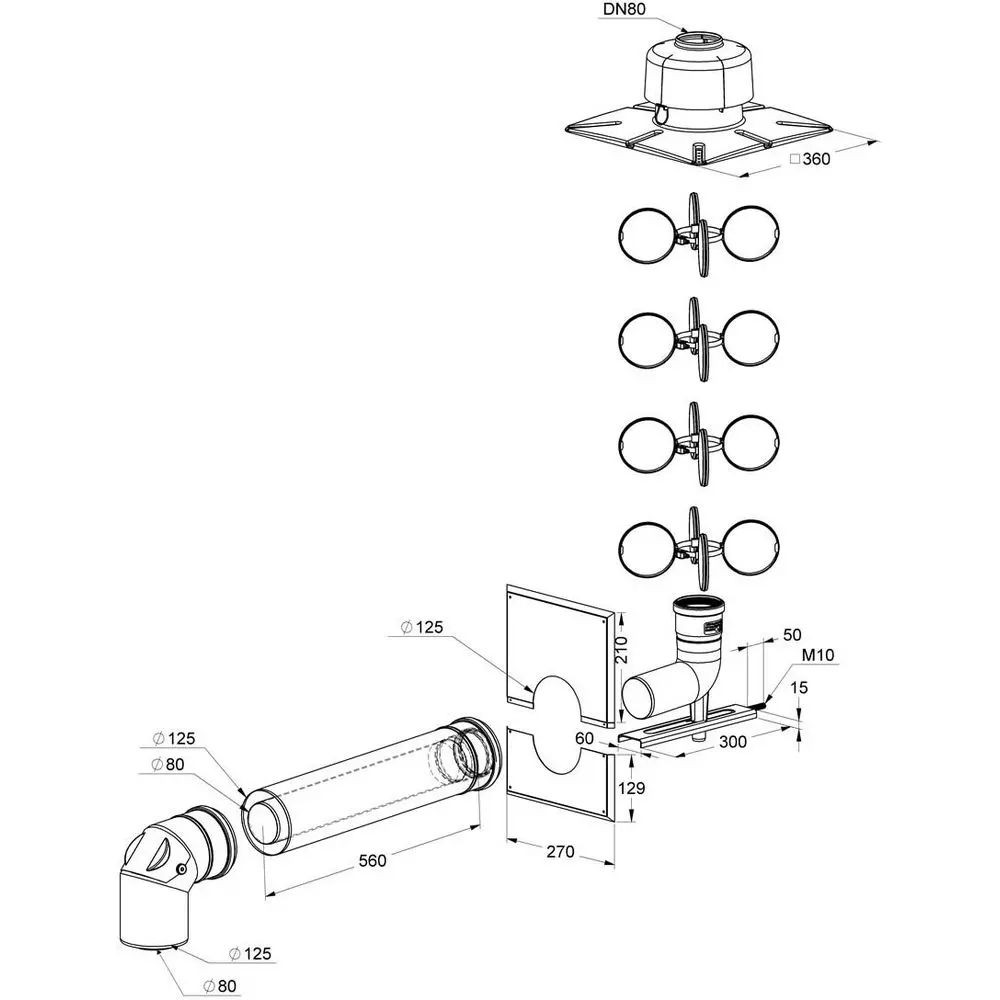 ATEC Schacht-Set PolyClassic weiß, DN 80/125, mit Mündungs-Set, PP-01470