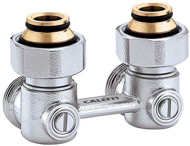 Caleffi Zweirohr-Hahnblock Eck, Heizkörperanschluss 3/4" IG -301153