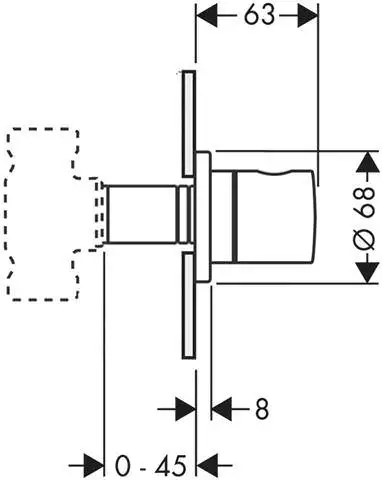 Hansgrohe Fertigmontageset Axor Uno UP-Absperrventil, DN 15/20, chrom-38976000