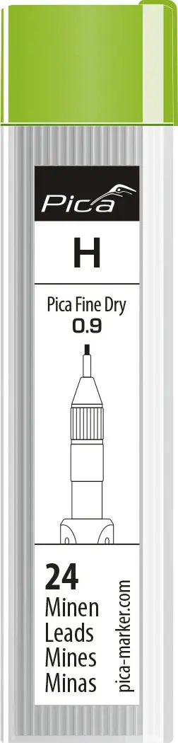 Triuso Ersatzminen 0,9 mm Pica Fine Dry temperaturbeständig bis 70° C, in Dose, 24 x Grafitmine H-7050