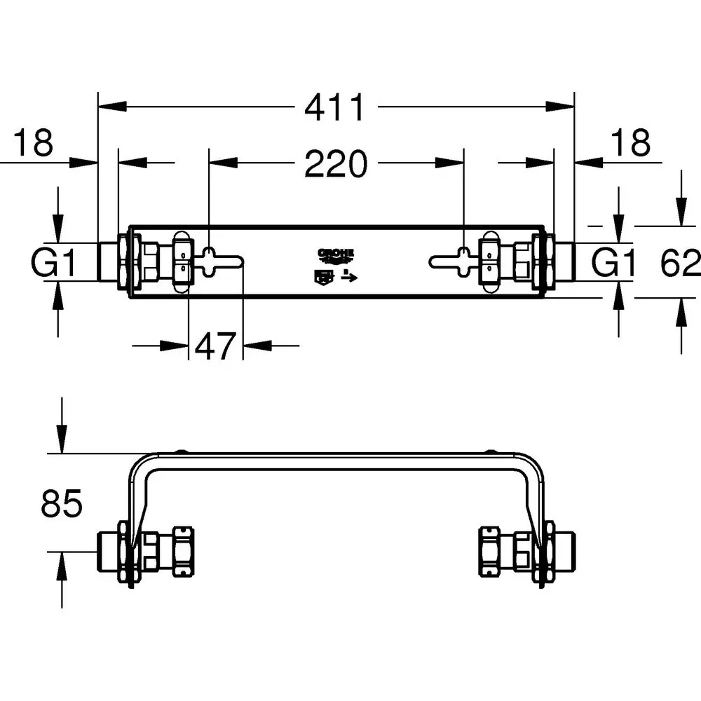 GROHE Montageset Sense, passend zu 22 500 LN0, 22 502 LN0, chrom-22501000 GROHE Montageset Sense, passend zu 22 500 LN0, 22 502 LN0, chrom-22501000