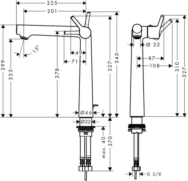 Waschtisch-Einhebelmischer Talis S 250 5 l/min, mit Ablaufgarnitur, chrom-72115000
