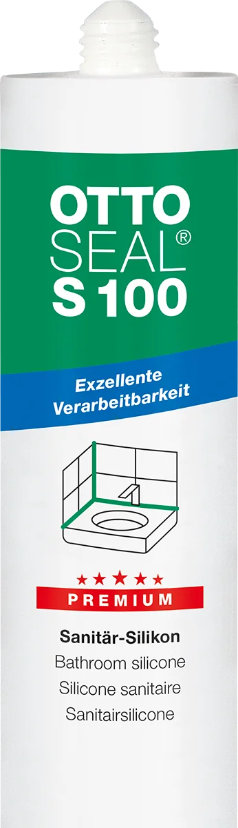 Ottoseal Premium Sanitär Silikon S100, a` 300 ml-S100-03-C01