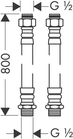 hansgrohe Anschlussschlauch-Set mit Thermostat, für 2-Loch-Wannenrandthermostat-96387000