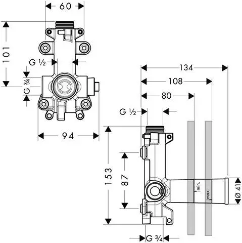 Hansgrohe Grundset Axor Starck für Brausemodul 120/120, DN 15-28486180