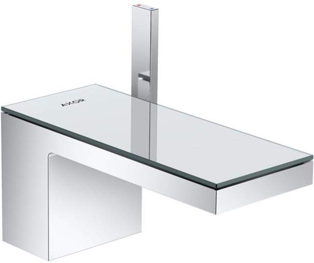 Waschtisch-Einhebelmischer 70 Axor MyEdition chrom/Spiegelglas, mit Push-Open Ablaufgarnitur, Ausla-47010000