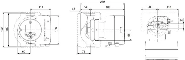 Grundfos Heizungsumwälzpumpe MAGNA3 32-60, G 2, 180 mm, PN 10, 230 V-97924634 Grundfos Heizungsumwälzpumpe MAGNA3 32-60, G 2, 180 mm, PN 10, 230 V-97924634