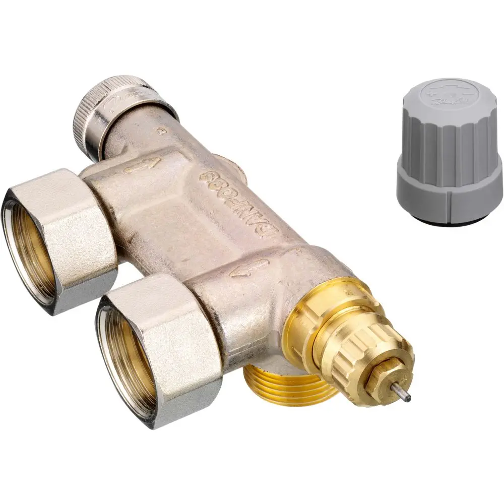 Danfoss Universalanschlussarmatur VHS-E 1/2" x 3/4" Eck matt vernickelt für Einrohr -013G4691