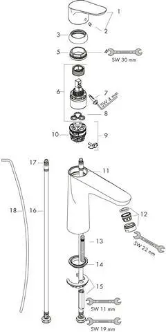 Hansgrohe Waschtisch-Einhebelmischer Focus CoolStart 100 EcoSmart 5 l/min, Kaltwasser in Mittelstellung, chrom-31621000