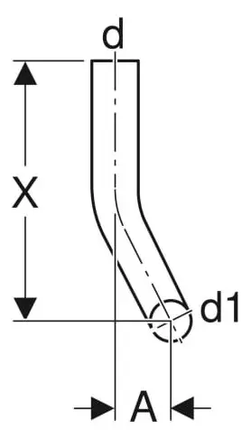 Geberit Spülbogen 90Gr, 28 x 21 cm, rechts gekröpft: d=50mm, A=6cm, weiß-alpin 118.112.11.1-118112111
