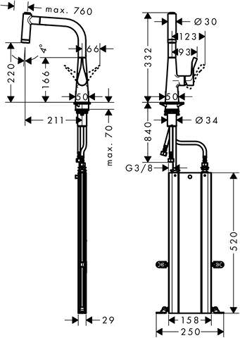 Spültisch-Einhebelmischer Metris M71-220-73800800
