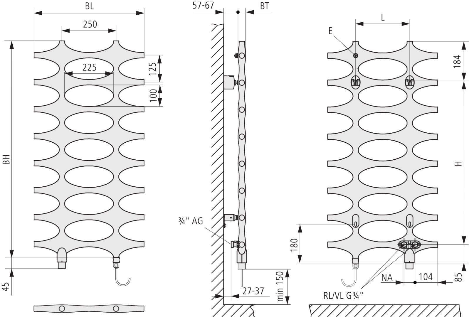Kermi Design-Ventilheizkörper Ideos-V 1151x508mm, weiß R 9016, Elektro-Zusatzbetrieb WRS rechts-IDV1112500114XK
