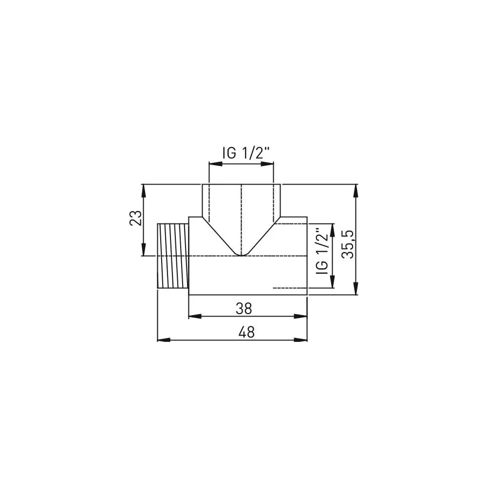 ASW T-Stück AG 1/2" auf 2 x IG 1/2", Messing verchromt -804035 ASW T-Stück AG 1/2" auf 2 x IG 1/2", Messing verchromt -804035
