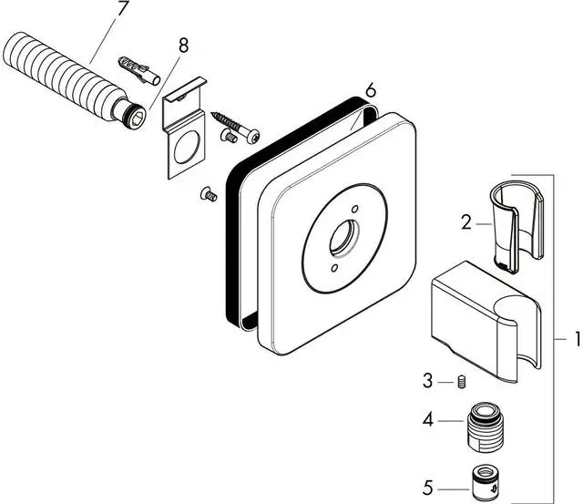 Hansgrohe Brausehalter Axor Citterio E Porter 120/120, für Schläuche mit konischer Mutter, chrom-36724000