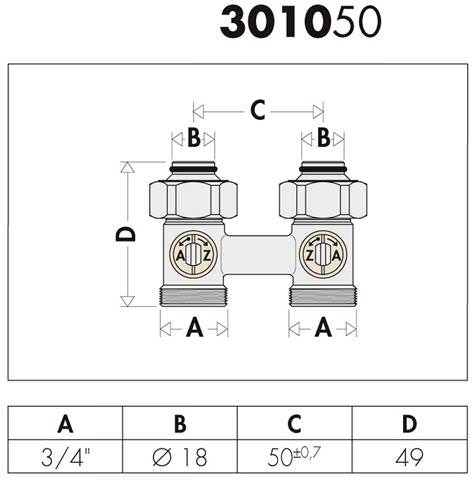 Caleffi Zweirohr-Hahnblock Durchgang, Heizkörperanschluss 3/4" IG -301053