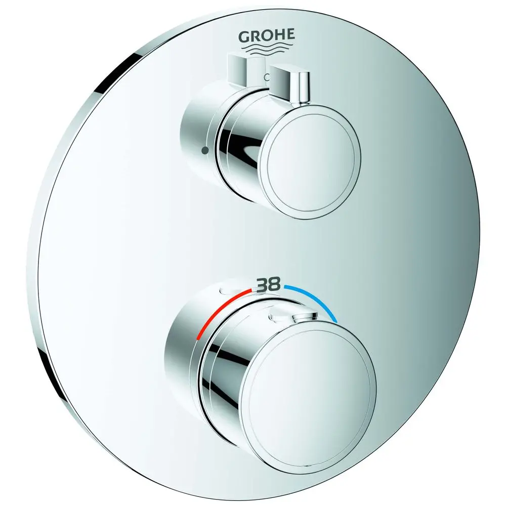 GROHE Fertigmontageset Grohtherm UP-Brause-Thermostat, mit 1 Absperrventil, rund, chrom-24075000