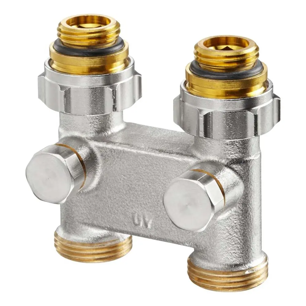 Oventrop Umlenkstück G 1/2 AG x G 3/4 AG, Durchgang, Messing vernickelt, mit Absperrung-1016363