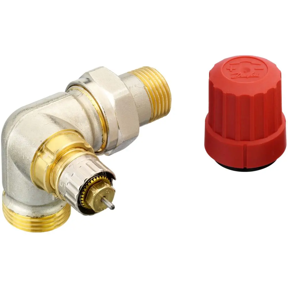 Danfoss Ventilgehäuse RA-N 15, R 1/2", Winkeleckform, links, mit AG, matt vernickelt -013G4205