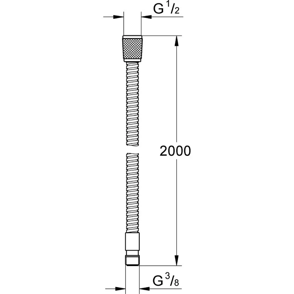 GROHE Brauseschlauch Metall 28158_1 2000 für Wannenrand/Fliesenbank-Br.grt. chrom-28158001
