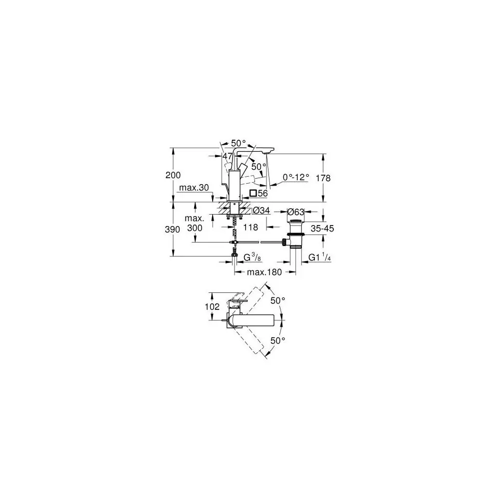 GROHE Waschtisch-Einhebelmischer Allure 1/2", M-Size, mit Ablaufgarnitur, chrom -32757001