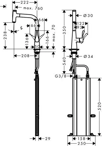 Spültisch-Einhebelmischer Metris Select M71-240-73802800