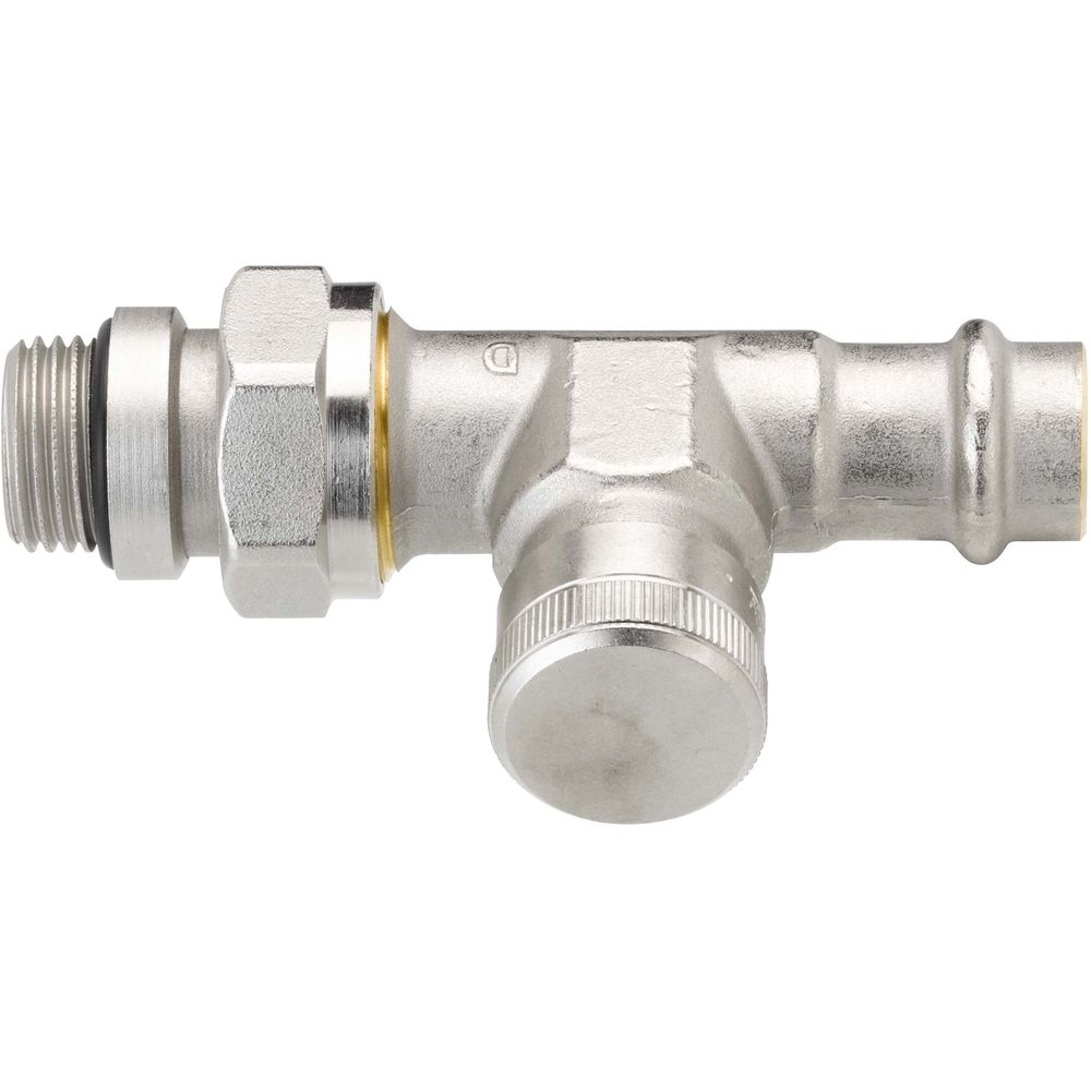 Danfoss Rücklaufverschraubung RLV Pressfit R 1/2, 15 mm, Durchgang, selbstdichtender Nippel, matt v-003L1824
