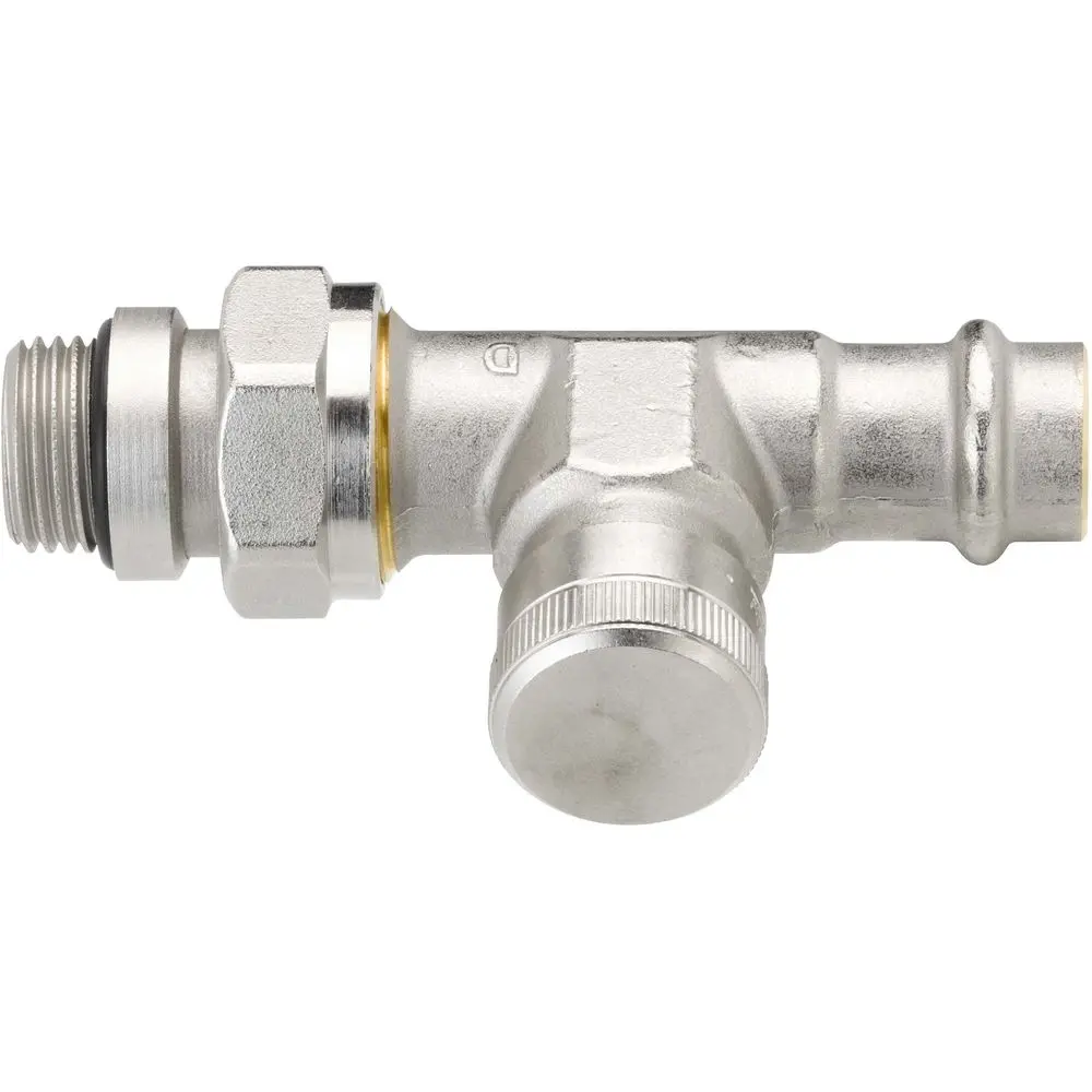 Danfoss Rücklaufverschraubung RLV Pressfit R 1/2, 15 mm, Durchgang, selbstdichtender Nippel, matt v-003L1824