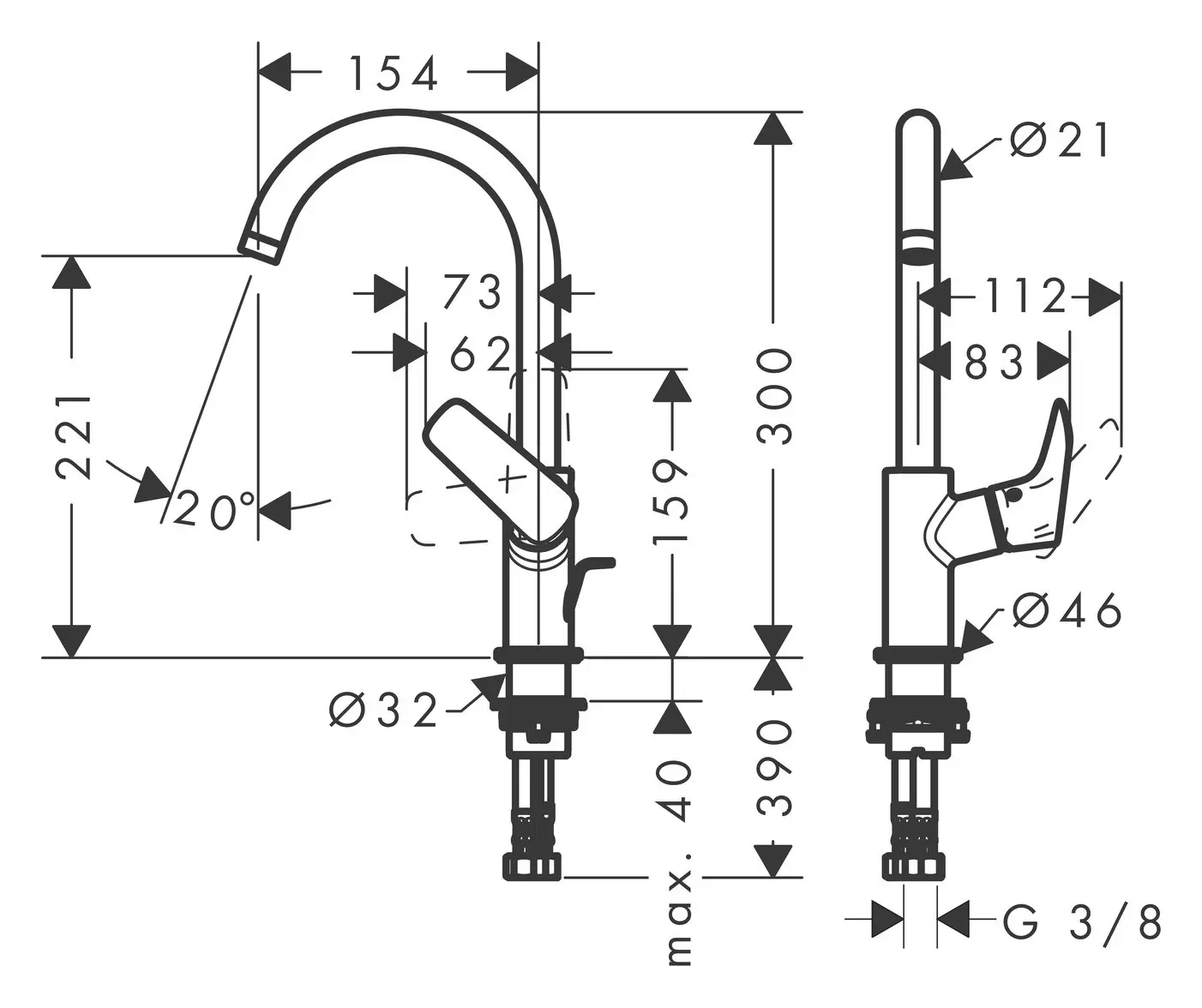 hansgrohe Waschtisch-Einhebelmischer Logis 210 mit Ablaufgarnitur und Schwenkauslauf, chrom-71130000 hansgrohe Waschtisch-Einhebelmischer Logis 210 mit Ablaufgarnitur und Schwenkauslauf, chrom-71130000