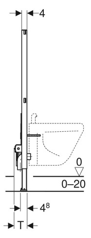 Geberit Wand-Bidet-Element Duofix BH 112 cm, universell, für Wandbidets mit Standarmatur -111510002