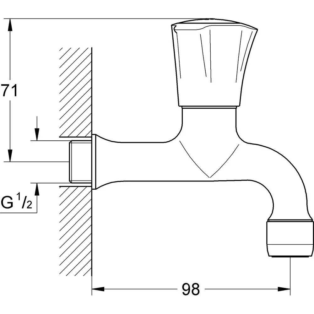 GROHE Auslaufventil Costa 1/2", Markierung blau, Wandmontage, chrom -30098001 GROHE Auslaufventil Costa 1/2", Markierung blau, Wandmontage, chrom -30098001