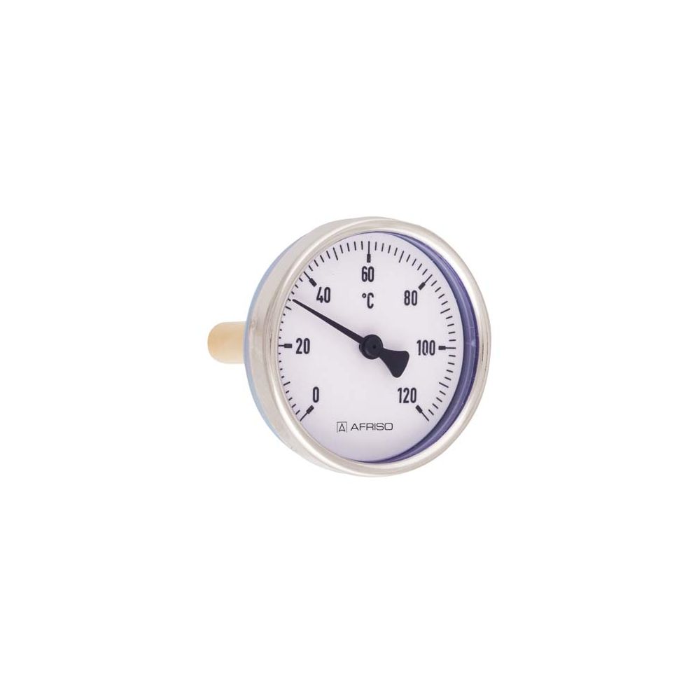 Afriso Bimetall-Thermometer BiTh 80 ST axial 150 mm, 0/120 GradC, Gehäuse-d= 80mm-63809