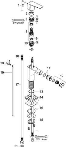 Hansgrohe Bidet-Einhebelmischer Axor Citterio E Ausladung 114mm, mit Hebelgriff, Zugstangen-Ablaufgarnitur, chrom -36121000