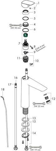 Hansgrohe Waschtisch-Einhebelmischer Logis 190 EcoSmart 5 l/min, mit Zugstangen-Ablaufgarnitur, chrom-71090000