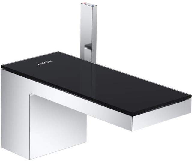 Waschtisch-Einhebelmischer 70 Axor MyEdition chrom/Spiegelglas, mit Push-Open Ablaufgarnitur, Ausla-47010000