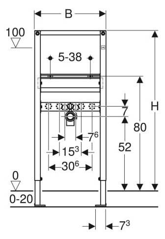 Geberit Duofix Element für Waschtisch, 112 cm, Standarmatur-111430002