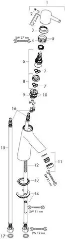 Standventil Talis S EcoSmart 5 l/min, für Kaltwasser, ohne Ablaufgarnitur, chrom-72017000