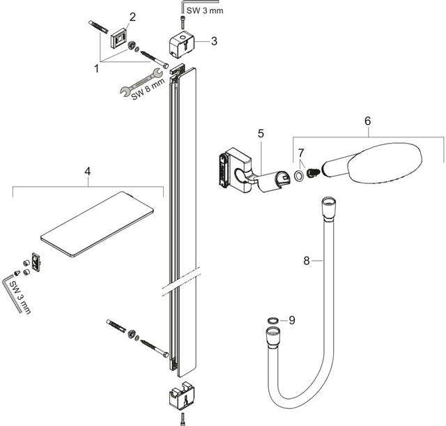 hansgrohe Raindance Select S Brauseset 120 3jet mit Brausestange 150 cm und Seifenschalen-27646000